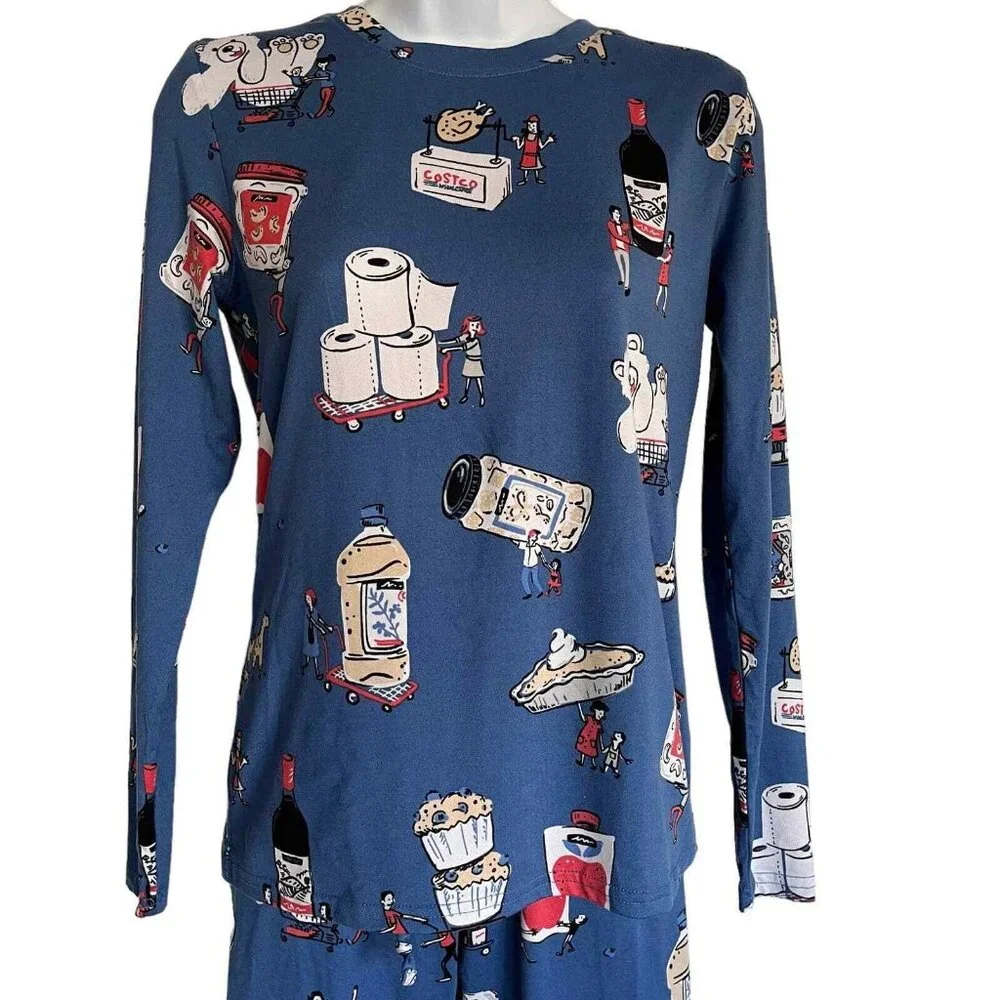 Munki Munki Classic Pajama Set Costco Theme Blue Wine Shopping Homemaker XS‎
